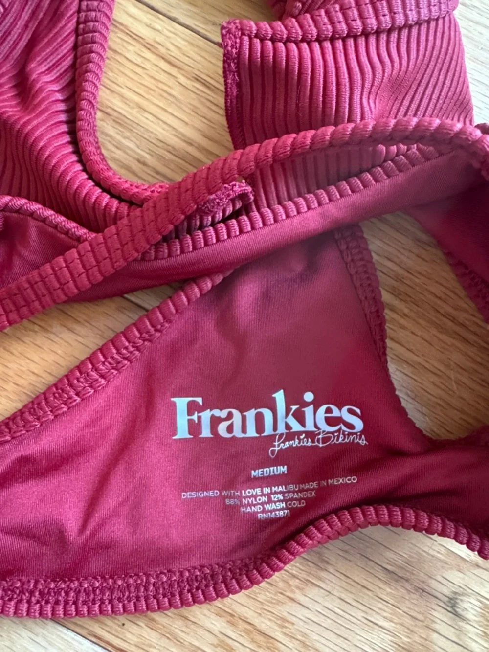 Frankie's Bikinis Ribbed Burgundy Two-Piece Bikini Set Classic NWOT - Picture 4 of 6